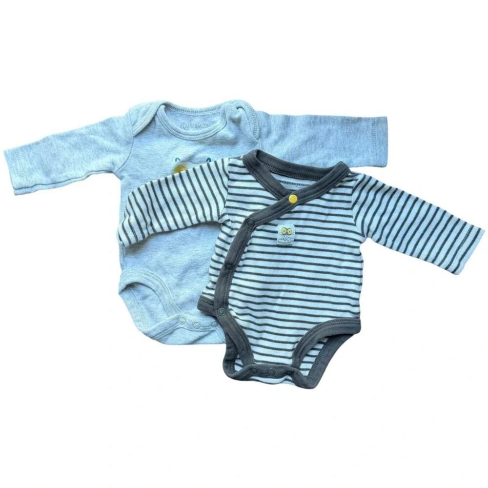 Mac & Moon Long Sleeve Baby Bodysuits Set of Two - Size Newborn